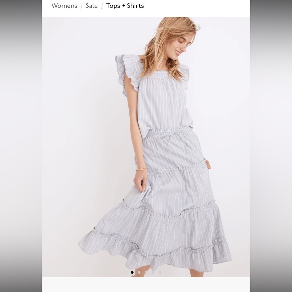 Madewell Striped Flutter-Sleeve Cross-Back Top size S new with tag